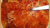 Rajčatovo-papriková polévka s mletým masem, detail...