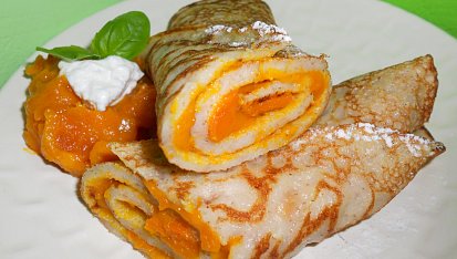 Tvarohové palačinky s dýňovou náplní