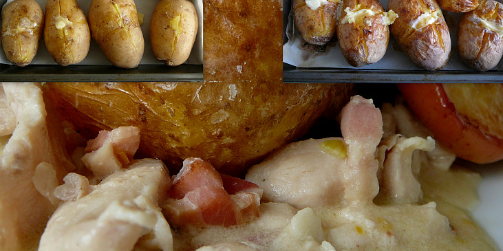 Tymiánové kuřecí nudličky v pečené bramboře