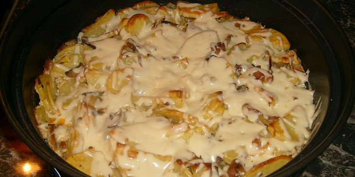 "Veršované" brambory se sýrem a houbami (recept vyzkoušen a upečen v remosce - bylo to…)