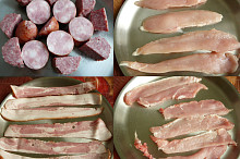 suroviny: klobáska/kuřecí/slanina/vepřové