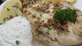 Platýs se slaninou a s wasabi krémem