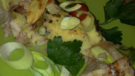 Rybí  páj  pod peřinou z bramborové kaše