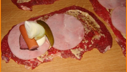 Španělský ptáček s  hlívovou omáčkou