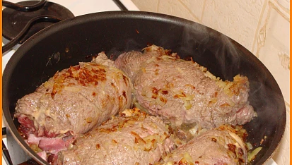 Španělský ptáček s  hlívovou omáčkou
