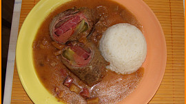 Španělský ptáček s  hlívovou omáčkou