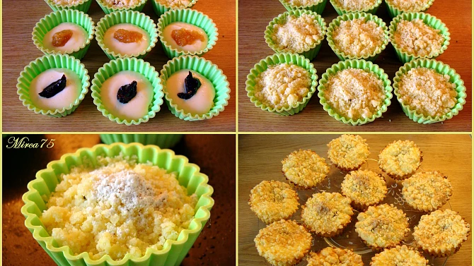 Drobenkové muffinky s tvarohem, Postup přípravy muffin