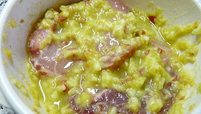 Plátky na jablku s Wasabi pastou a pečeným jablkem, Naložené