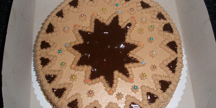 Čokoládový dort s pařížskou šlehačkou, nutellovým krémem a vynikající čokoládou (další můj dortík)
