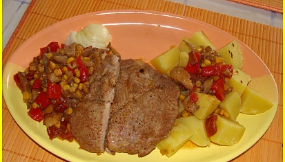 Krkovička s hlívou ústřičnou