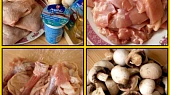 Kuřecí pohlazení v zakysance, maso vykostíme,kosti necháme na polévku,žampiony očistíme,větší přepůlíme
