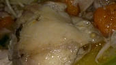 Tříbarevné hořčicové špagety s kuřecím masem