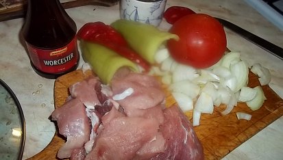 Worcesterové vepřové plecko v paprikách, ingredience...