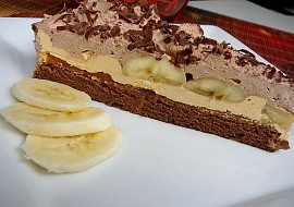 Čoko-karamelový řez s restovaným banánem