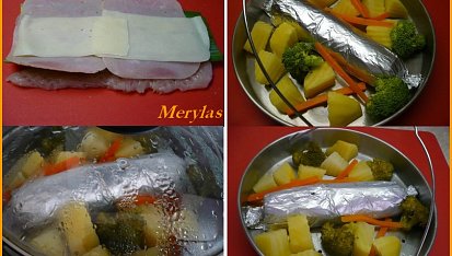 Dietní kuřecí roládka s přílohou a zeleninovým salátem