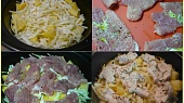 Česnekové smotky z vepřového masa na bramborách a zelí v PH