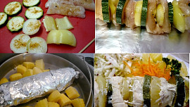 Dietní kuřecí špíz se zeleninou vařený v páře