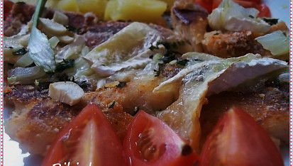 Křupavé rybí kousky  s Hermelínem, detail...