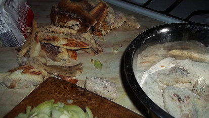 Křupavé rybí kousky  s Hermelínem, suroviny...