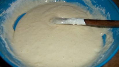 Ovocná  zakysaná   bábovečka(rychlá), zpracované těsto...