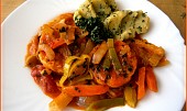 Rybí filé v zelenině (podáváme s bramborem,hodí se i rýže)