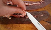 Vepřové slezinky na slanině, sleziny opláchneme,očistíme od zbytku bránice