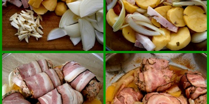 bramborová směs+závitky před a po upečení
