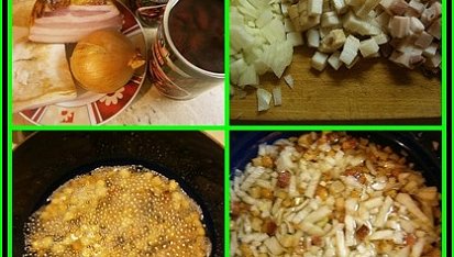 Fazolový salát "prudce jedlý", část použitých surovin+postup