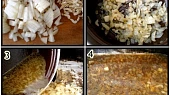 Vepřové kolínko z papiňáku dopékané v troubě, 1.cibule,česnek+sojovka2.cibuli a česnek osmahneme3.dáme do pekáčku a kastrůlek vypláchneme vývarem4.přidáme sojovku a kmín