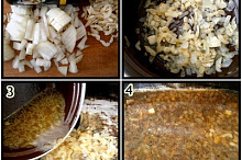 1.cibule,česnek+sojovka2.cibuli a česnek osmahneme3.dáme do pekáčku a kastrůlek vypláchneme vývarem4.přidáme sojovku a kmín