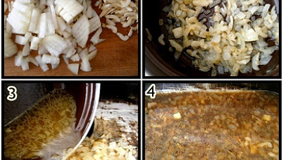Vepřové kolínko z papiňáku dopékané v troubě, 1.cibule,česnek+sojovka2.cibuli a česnek osmahneme3.dáme do pekáčku a kastrůlek vypláchneme vývarem4.přidáme sojovku a kmín