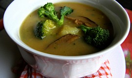 Bramborovo-brokolicová polévka s houbami