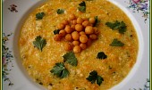 Jemná česnekovo sýrová polévka (se smaženým hráškem)