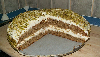 Pistáciový dort s mascarpone krémem