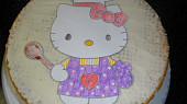 Dort Hello Kitty (obrázek si nakreslíme, a přenesem na zatuhlý krém na korpusu)