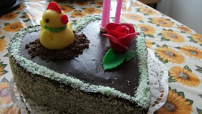 Krémový čokoládový dort s jahodami