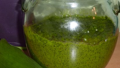 Pesto z medvědího česneku se sušenými rajčaty