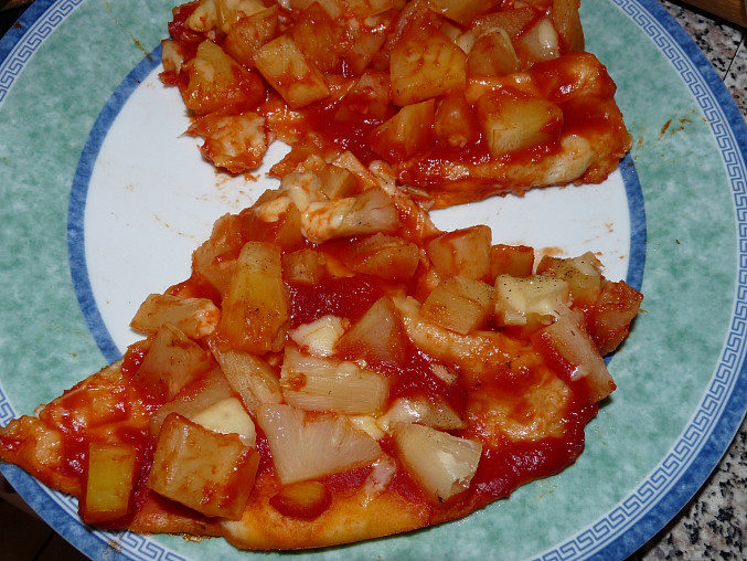Ovocné pizzy v MW - těsto podle Jikotky - CRISP, ananasová