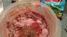 Vepřové restované  játrové nudličky v jemné marinádě