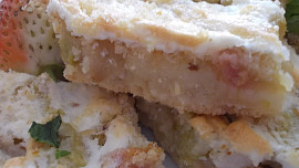 Drobenkový rebarborový koláč se sněhovým závojem