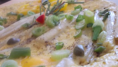 Kaparovo-chřestová omeletka -narychlo