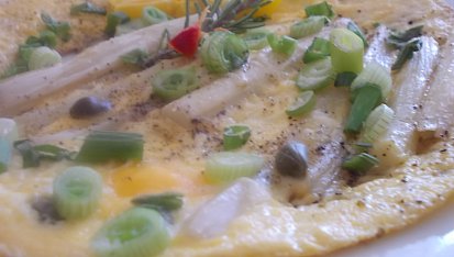 Kaparovo-chřestová omeletka -narychlo