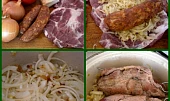 Krkovička plněná v cibuličce pečená, část použitých surovin+postup