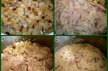 1.osmahneme slaninu a cibuli2.přidáme maso a necháme zatáhnout3.přidáme všechnu marinádu4.pod tlakem dusíme 15minut