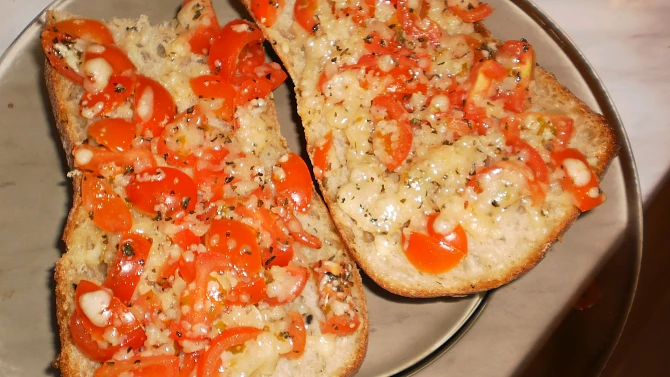 Rychlá bruschetta, Zapečené bruschetty