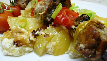 Špíz z vepřové panenky na smetanovo - parmezánových bramborách