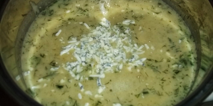 Žampionová polévka s brokolicí, nivou a koprem (vaříme...)