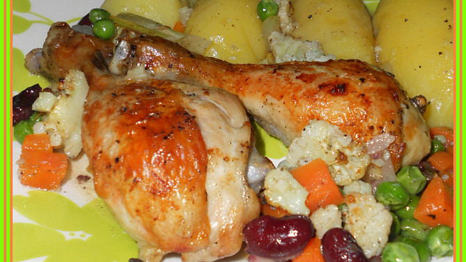 Kuře pečené na zelenině-nejen pro diabetiky