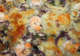 Pizza - mangold, krevety ...