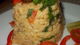 Rizoto s barevnou houbovo-zeleninovou směsí